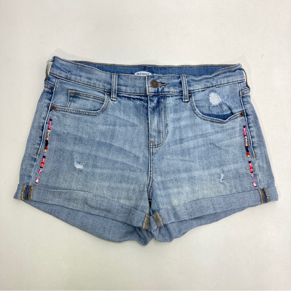 Old Navy Boyfriend Embroidered Cuff Jean Shorts Womens Size 4